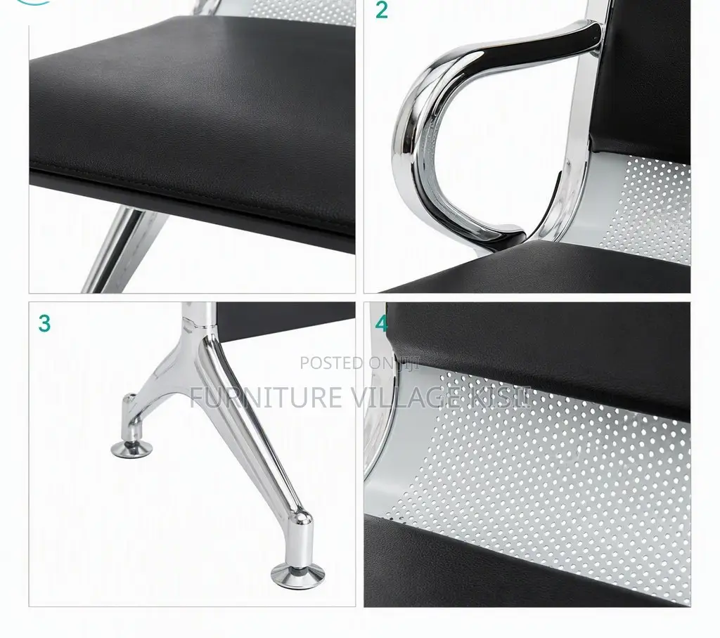 Office Bench; Airport 3 Seater Pu Leather Waiting Bench
