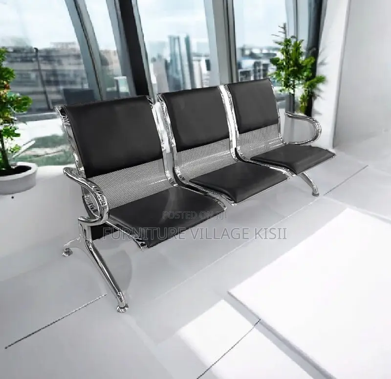 Office Bench; Airport 3 Seater Pu Leather Waiting Bench