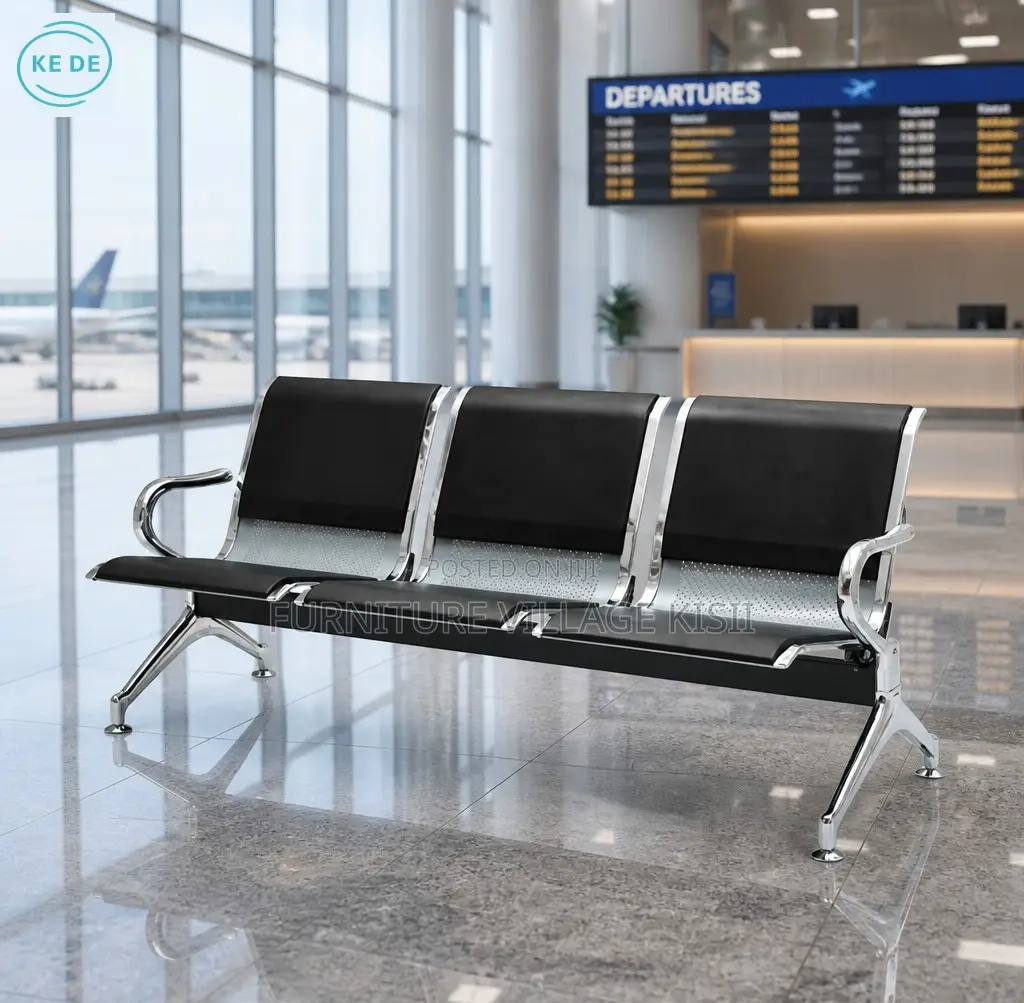 Office Bench; Airport 3 Seater Pu Leather Waiting Bench