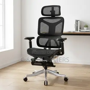 Height-Adjustable Mesh Chair With Footrest