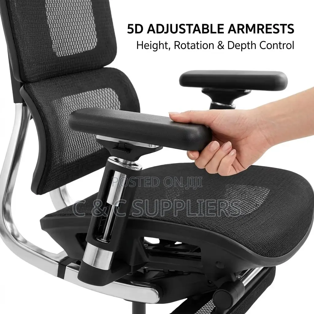 Height-Adjustable Mesh Chair With Footrest