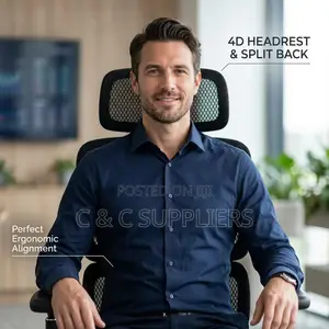 Height-Adjustable Mesh Chair With Footrest