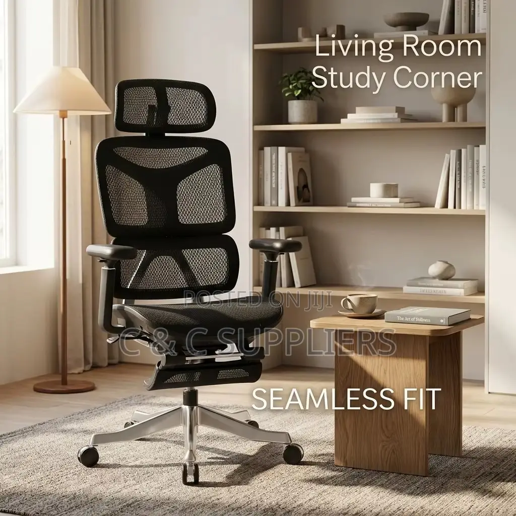 Height-Adjustable Mesh Chair With Footrest