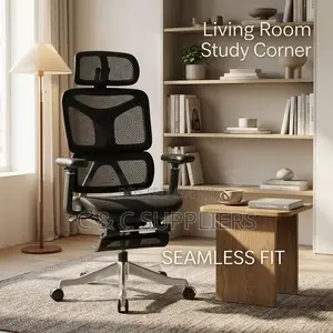 Height-Adjustable Mesh Chair With Footrest