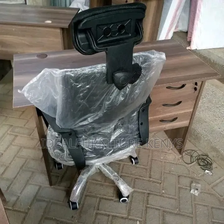 Brown Desk and Headrest
