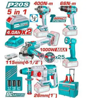Total TCKLI20592 5 PCS Cordless Industrial Combo Kit