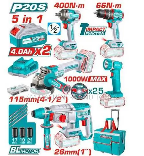 Total TCKLI20592 5 PCS Cordless Industrial Combo Kit