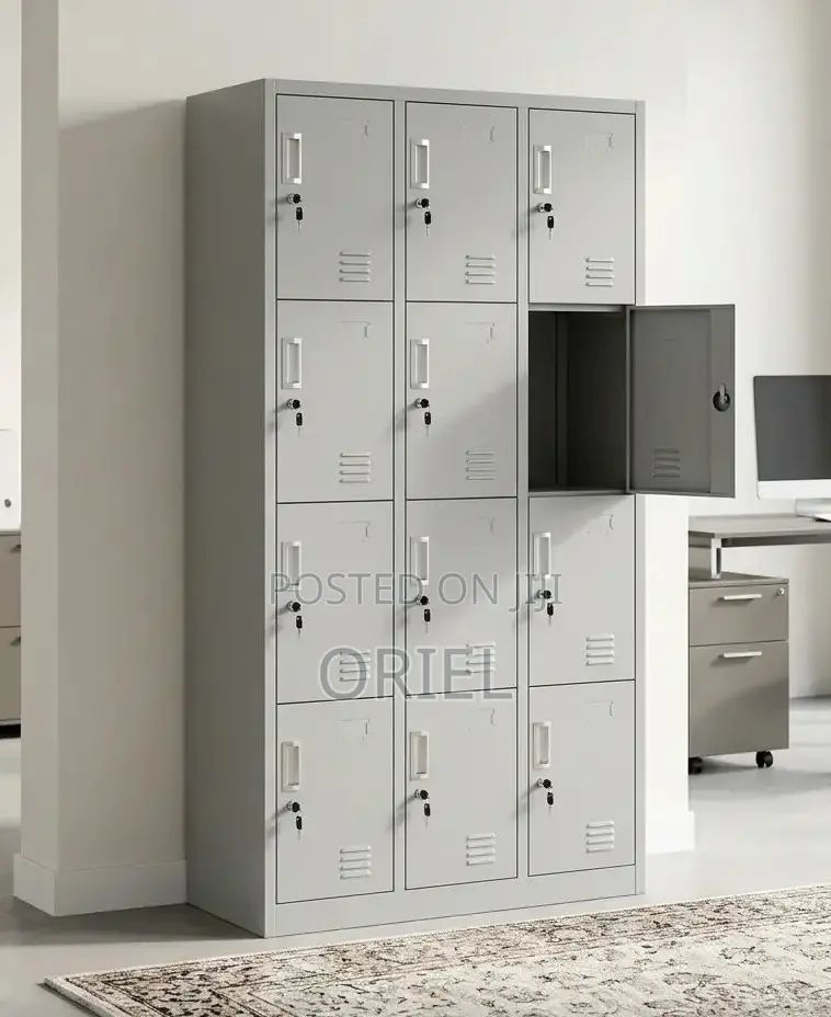12-Locker Gym Storage Unit – Secure Steel Personal Storage Cabinet