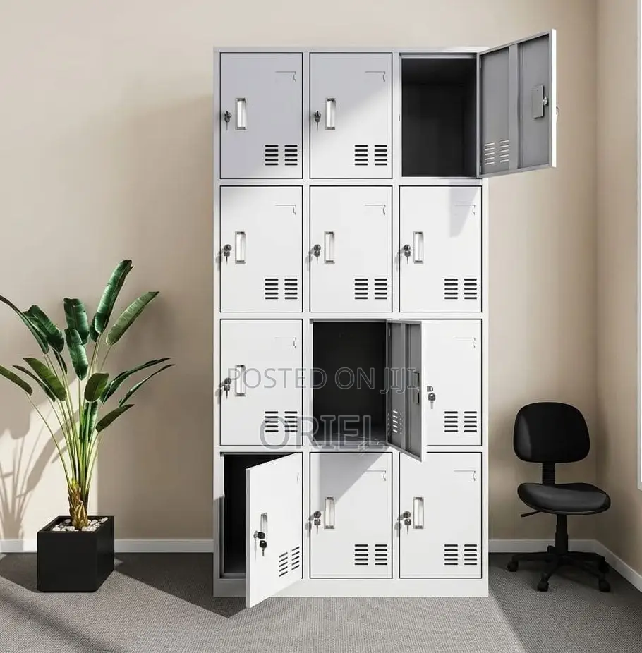 12-Locker Gym Storage Unit – Secure Steel Personal Storage Cabinet