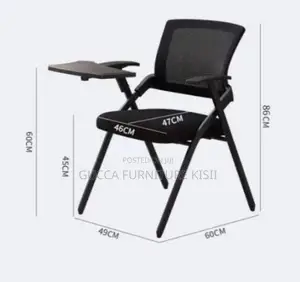 Foldable Task Chair With Flip Writing Pad