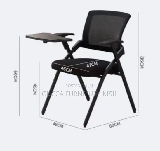 Foldable Task Chair With Flip Writing Pad