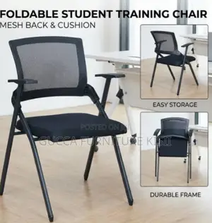 Foldable Task Chair With Flip Writing Pad