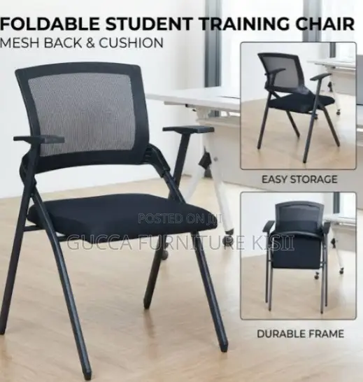 Foldable Task Chair With Flip Writing Pad
