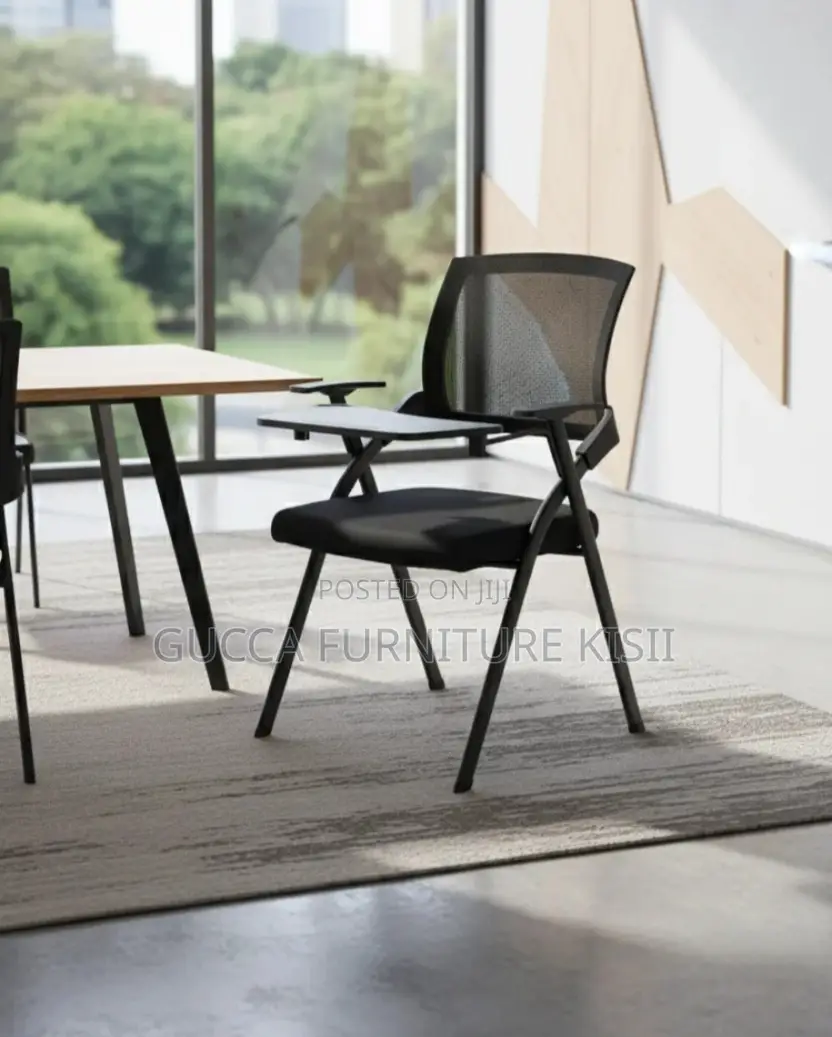 Foldable Task Chair With Flip Writing Pad