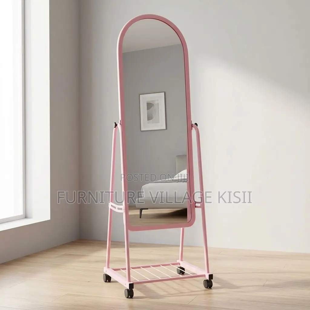 Pink Dressing Mirror With Wheels