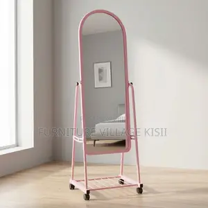 Pink Dressing Mirror With Wheels