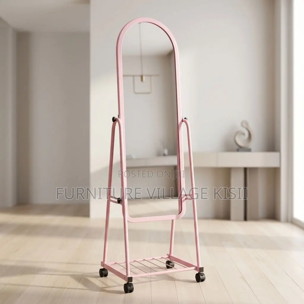 Pink Dressing Mirror With Wheels