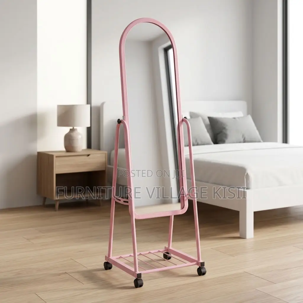Pink Dressing Mirror With Wheels