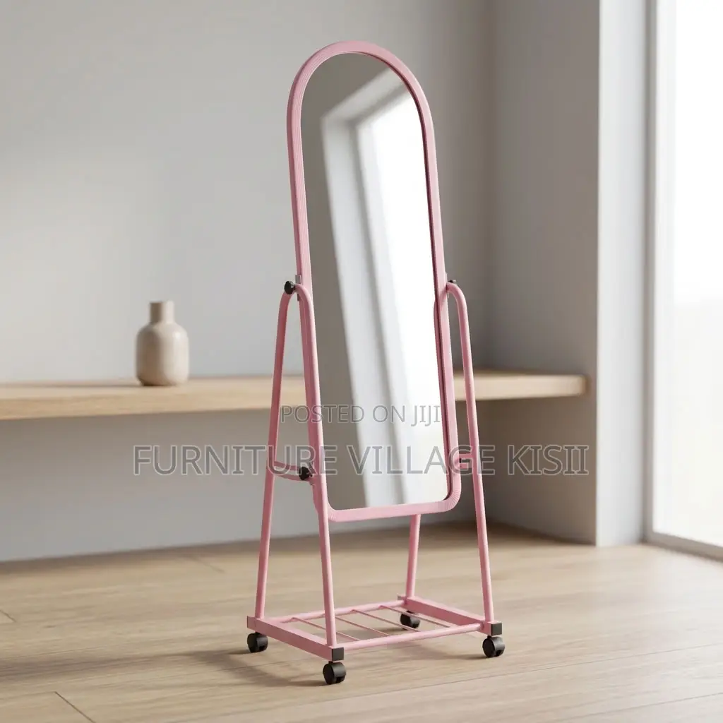 Pink Dressing Mirror With Wheels