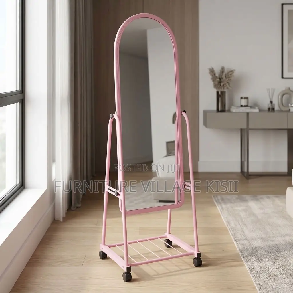 Pink Dressing Mirror With Wheels