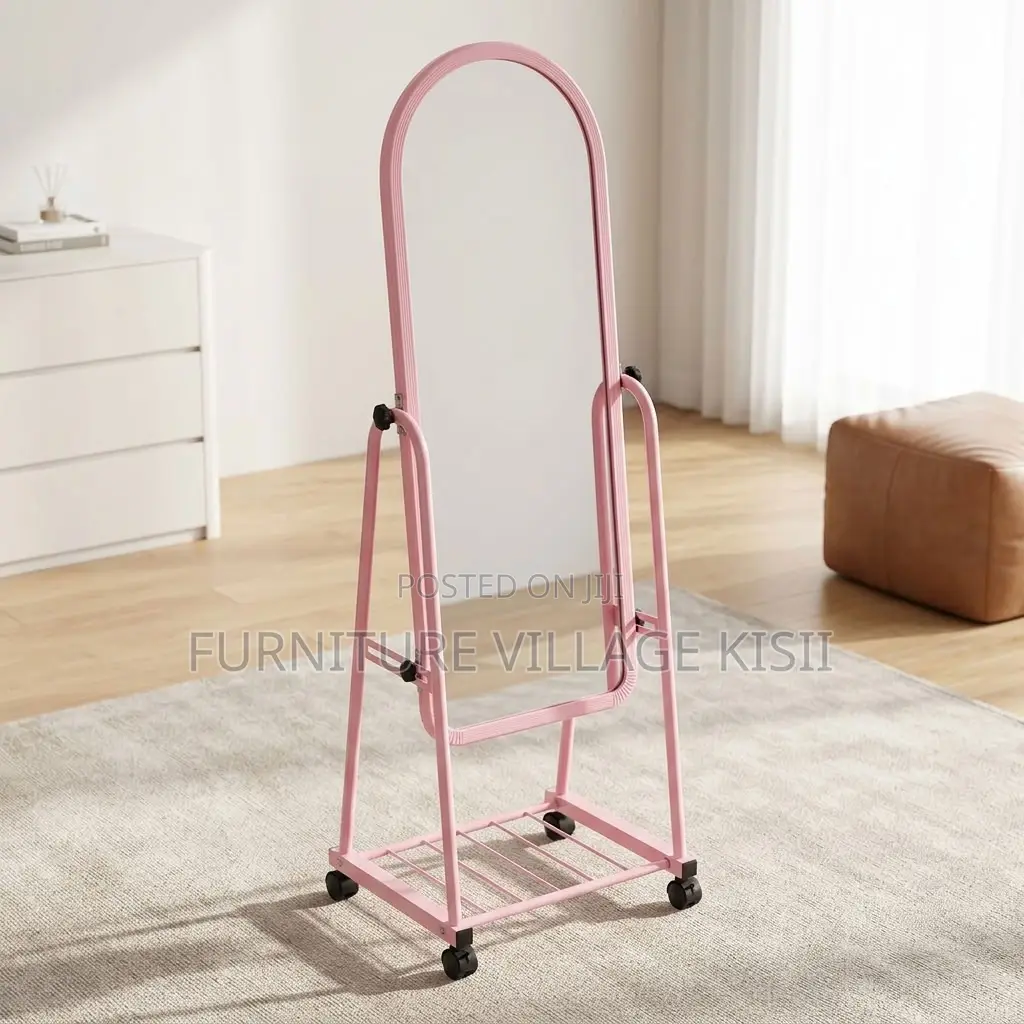Pink Dressing Mirror With Wheels