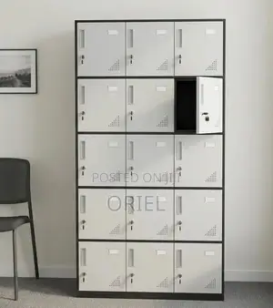 15-Locker Cabinet Unit – Secure Steel Office Personal Storage