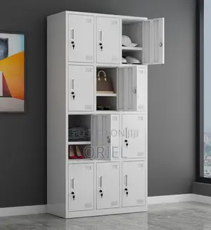 15-Locker Cabinet Unit – Secure Steel Office Personal Storage