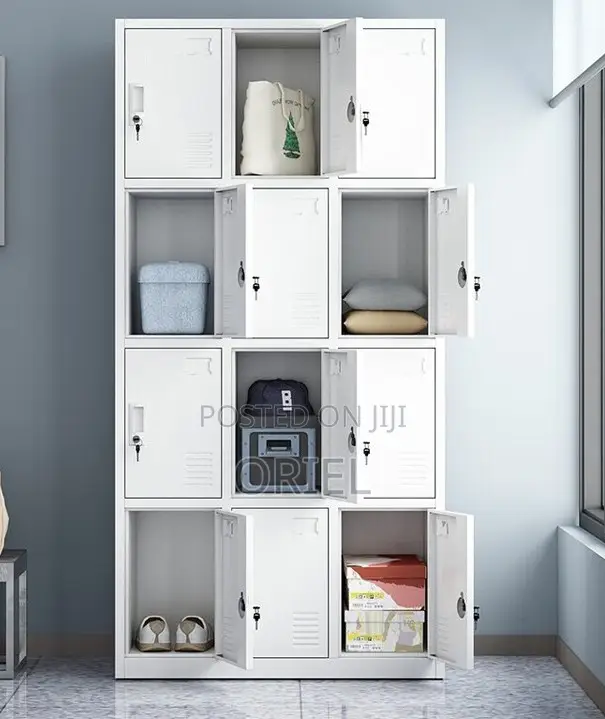 15-Locker Cabinet Unit – Secure Steel Office Personal Storage