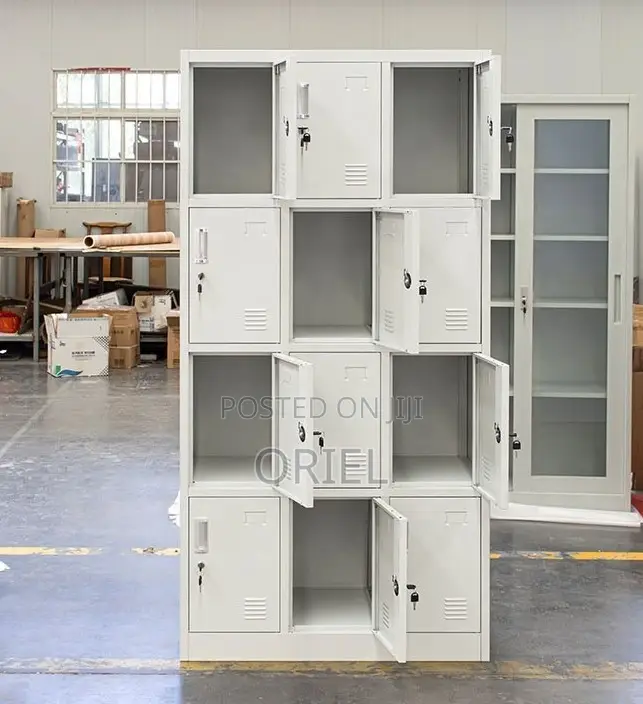 15-Locker Cabinet Unit – Secure Steel Office Personal Storage