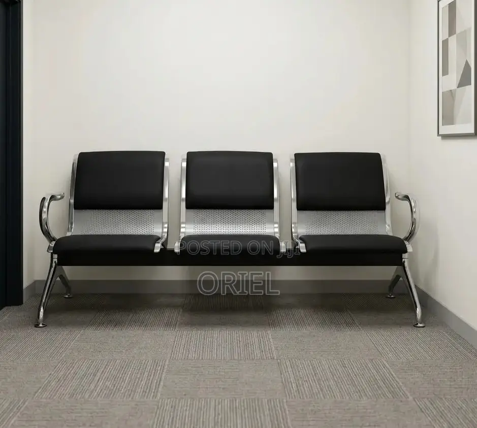 Padded 3-Person Bench – Comfortable Office Reception Waiting Seat