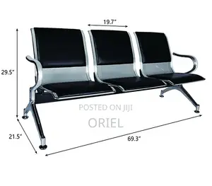 Padded 3-Person Bench – Comfortable Office Reception Waiting Seat