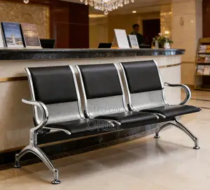 Padded 3-Person Bench – Comfortable Office Reception Waiting Seat