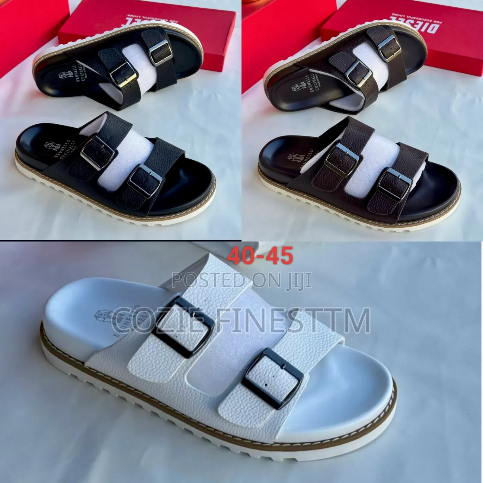 Brunello Double Strap Slides Sandals