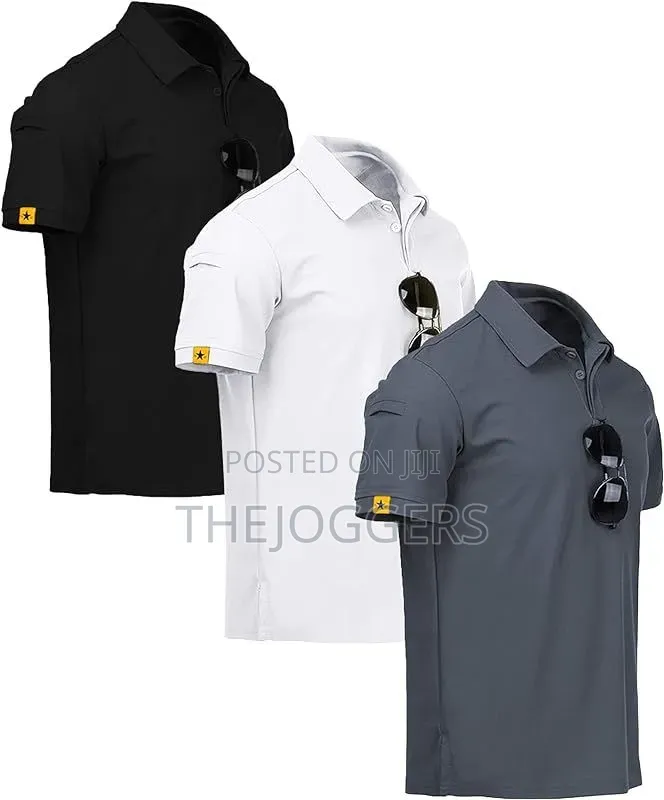 Men's Tactical,Breathable,Sweat-Wicking Golf Polo T-Shirt With Pocket