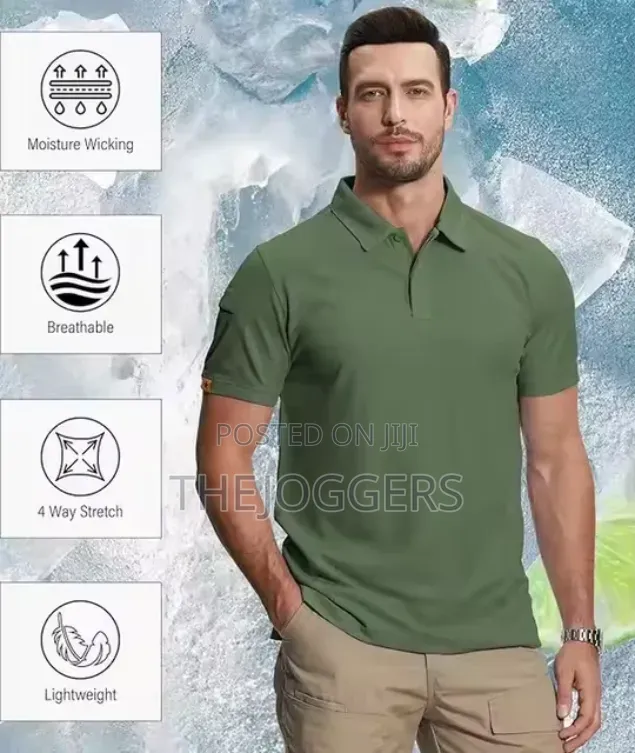 Men's Tactical,Breathable,Sweat-Wicking Golf Polo T-Shirt With Pocket
