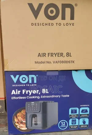 Von 8L Air Fryer – Ceramic Coated Basket Viewing Window
