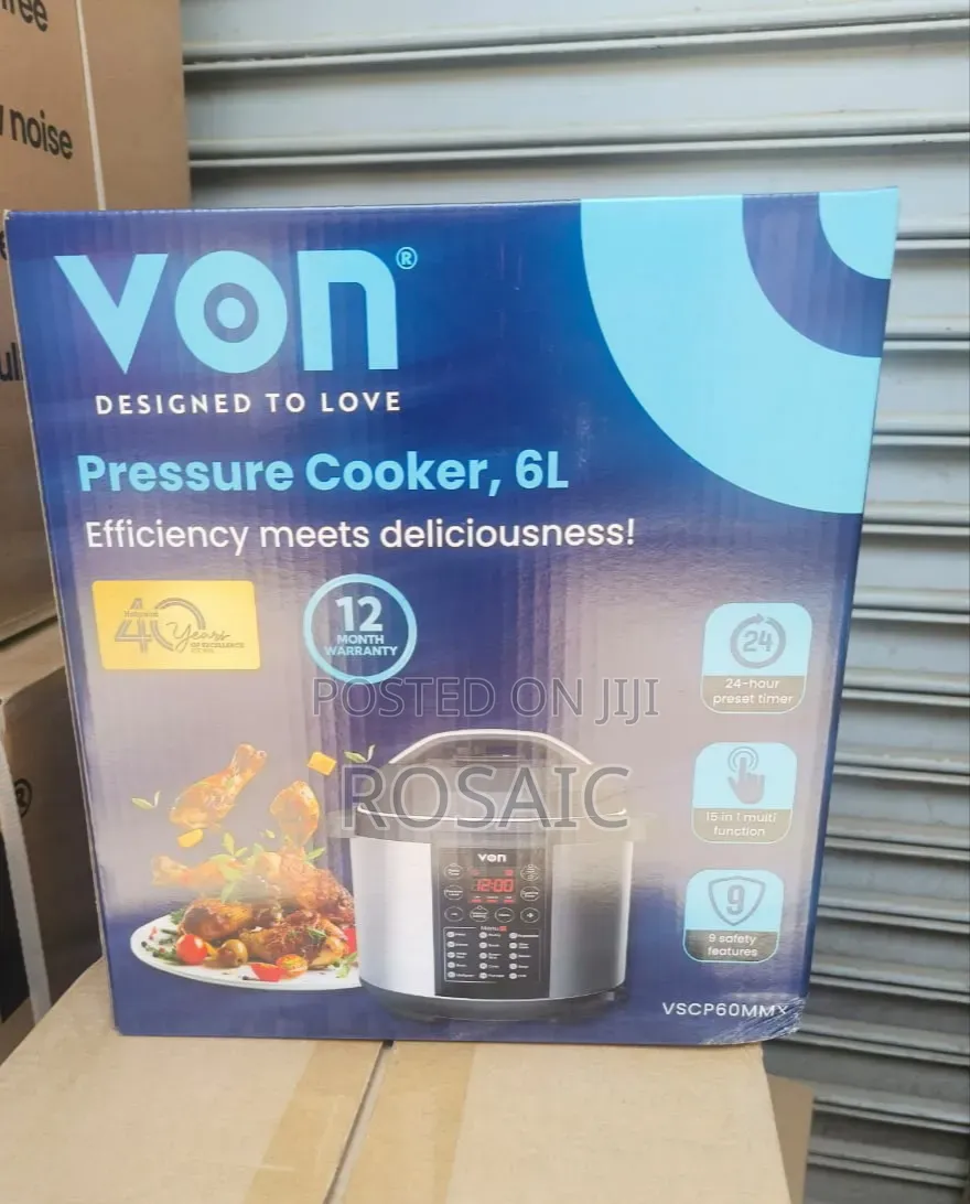 Von 6L Electric Pressure Cooker – 15-in-1 Multi Function