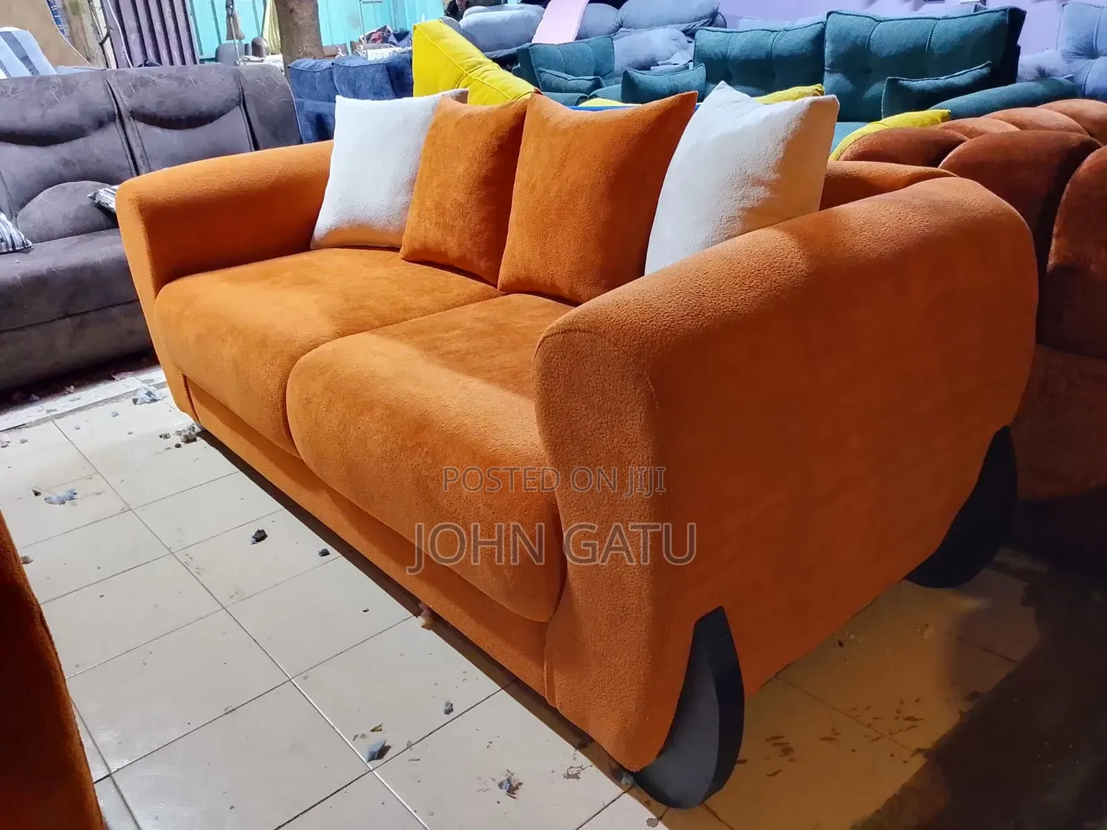 ORANGE / Burnt Orange Sofa 5 Seater
