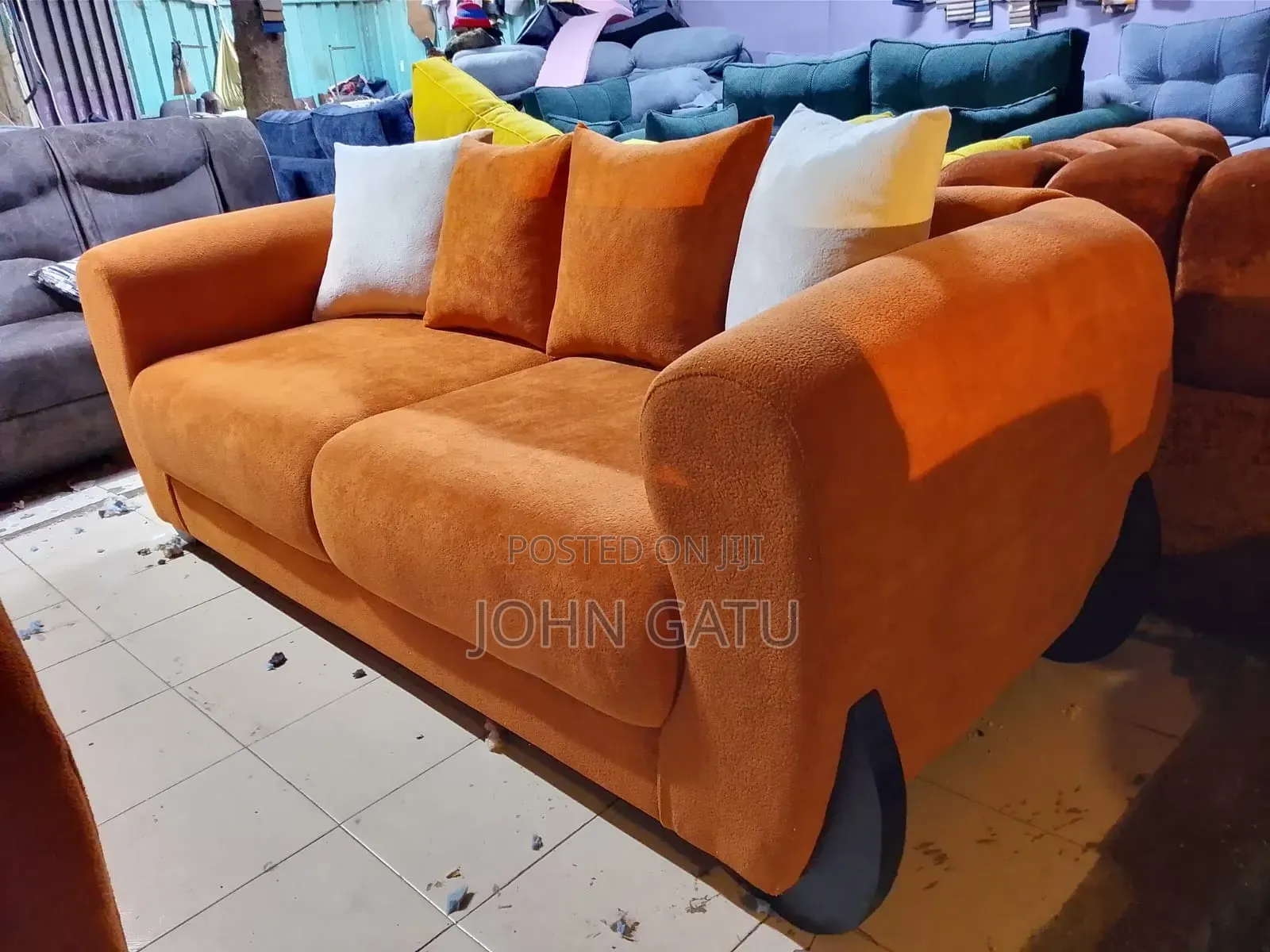 ORANGE / Burnt Orange Sofa 5 Seater