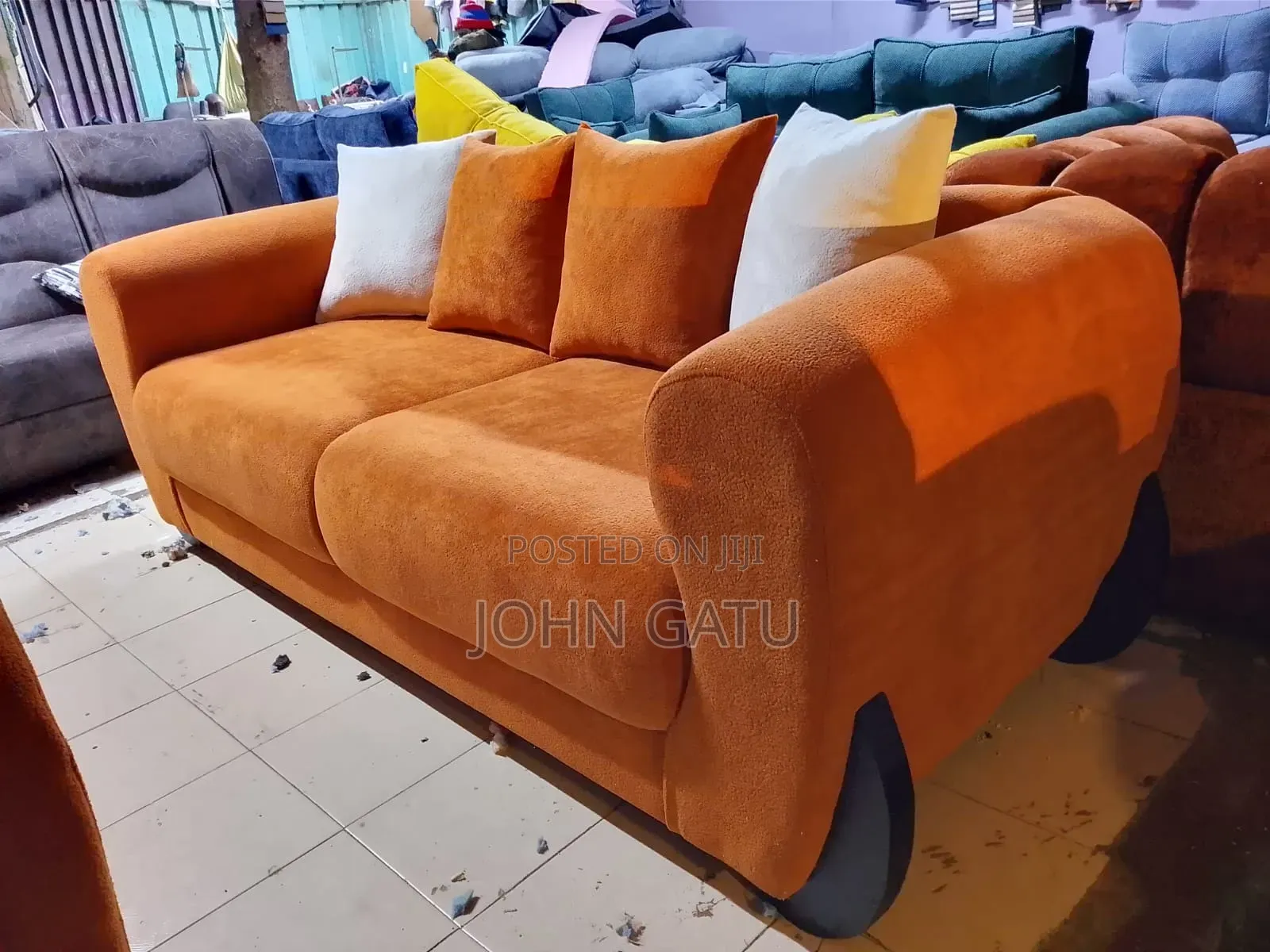 ORANGE / Burnt Orange Sofa 5 Seater