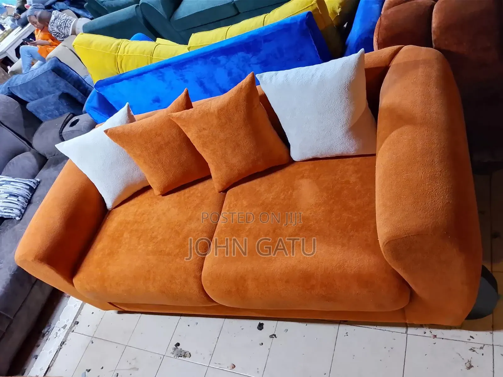 ORANGE / Burnt Orange Sofa 5 Seater