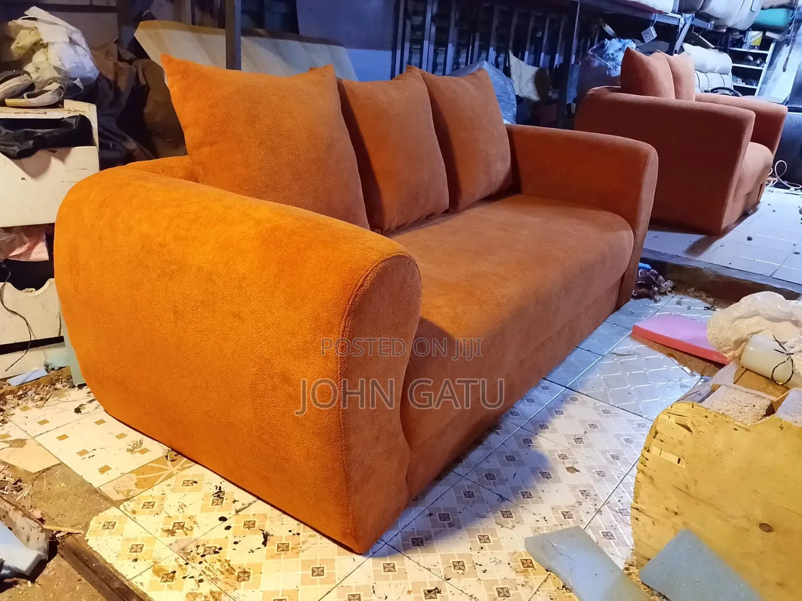 ORANGE / Burnt Orange Sofa 5 Seater