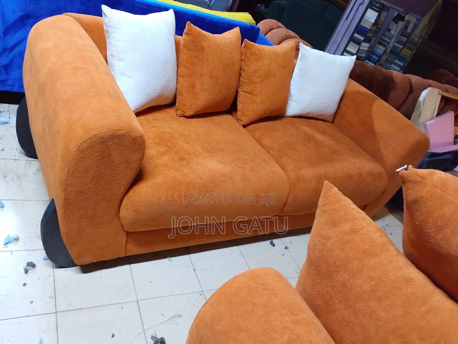ORANGE / Burnt Orange Sofa 5 Seater