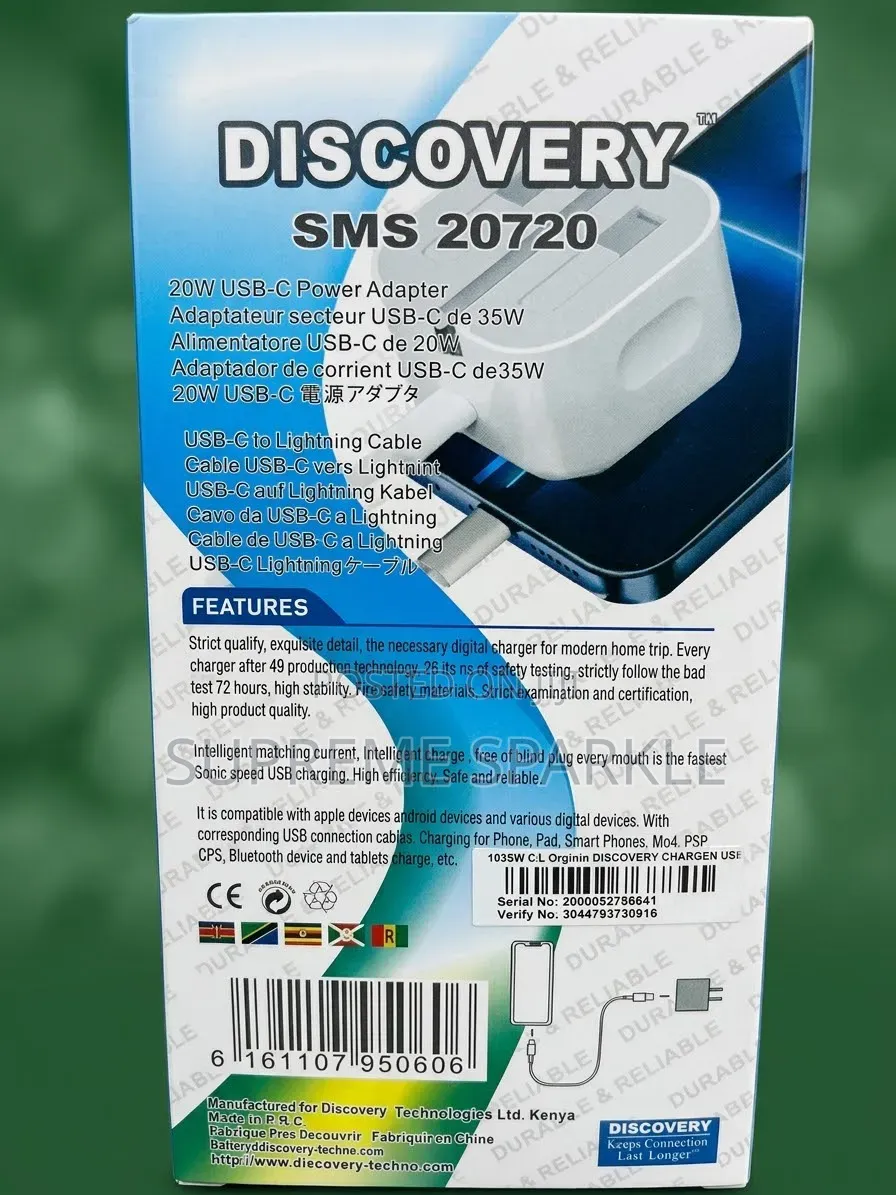 PD 35W Fast Charger DISCOVERY Type-C to Lightning Cable