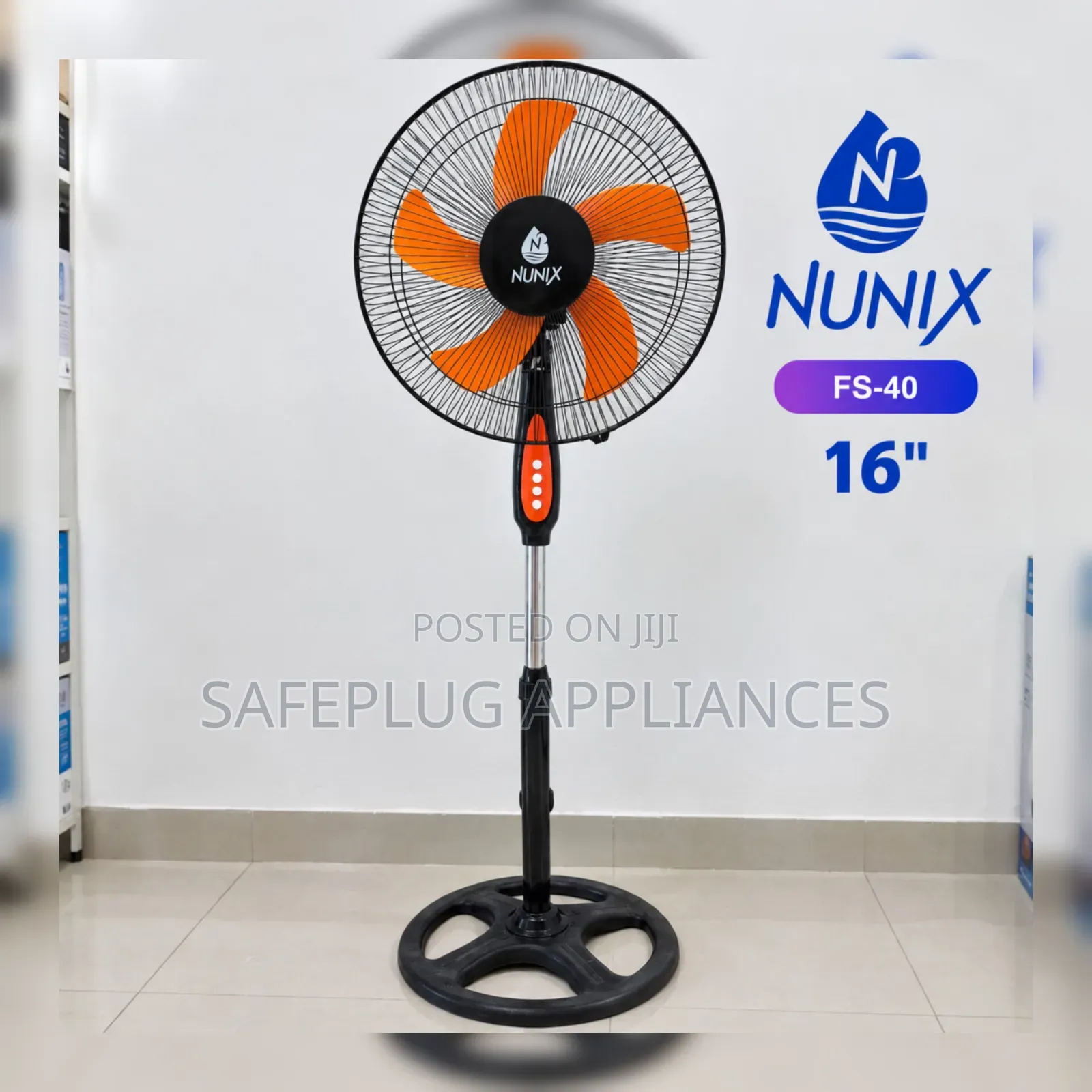 Nunix FS-40 16-Inch Standing Fan – Powerful Space-Saving