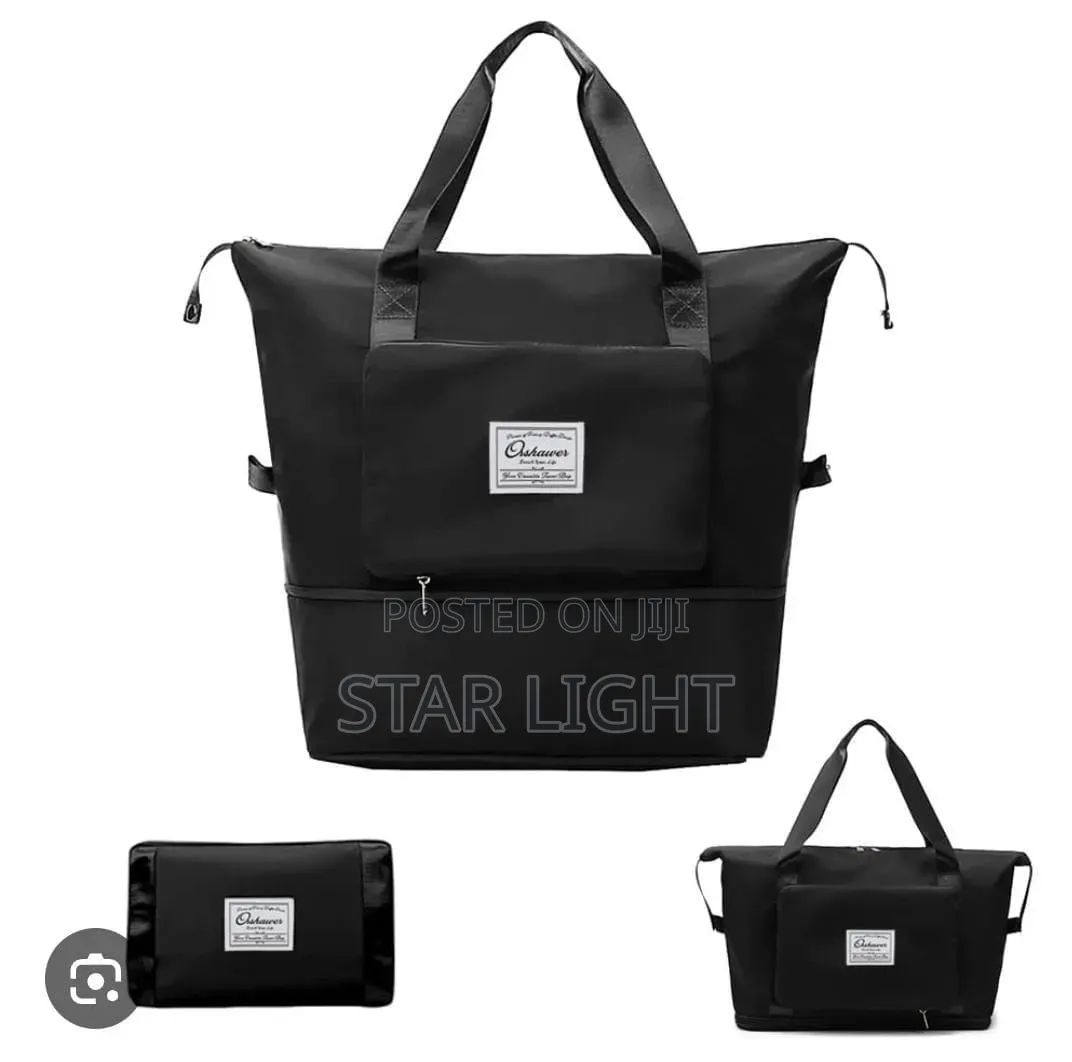 Black Expandable/Foldable Waterproof Luggage Bag