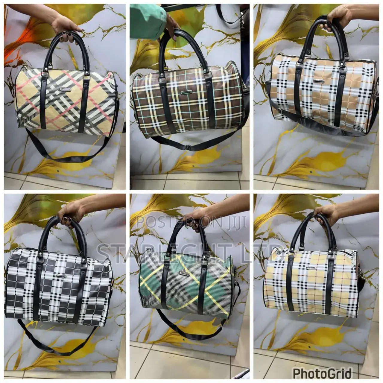 Multicoloured Small Leather Travel Duffle Bag