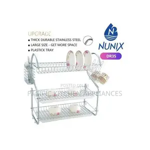 Nunix -3 Tier Dishrack - Stainless Steel Kitchen Plate Drying Rack