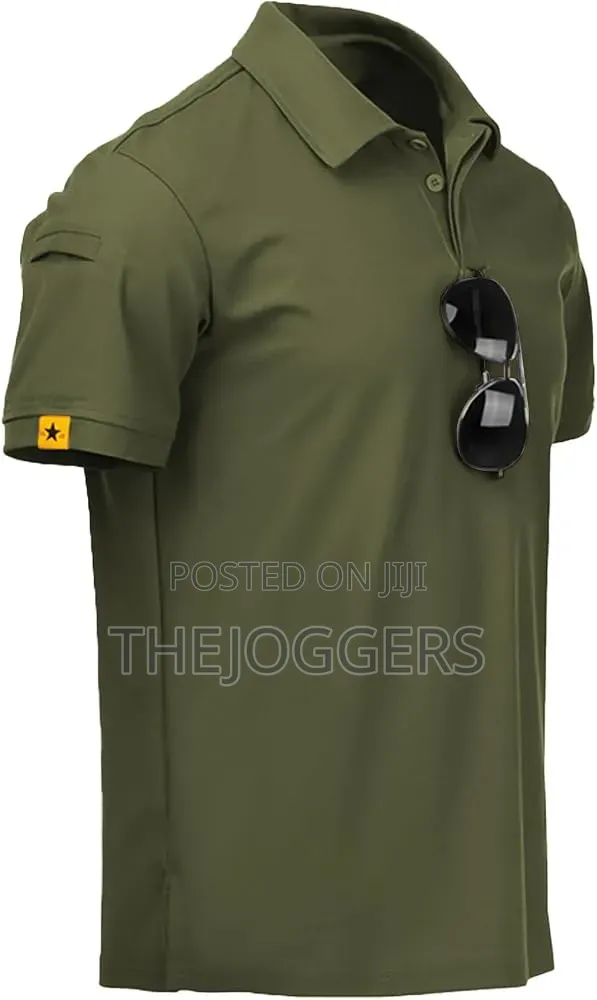 Men's Tactical,Breathable,Sweat-Wicking Golf Polo T-Shirt With Pocket