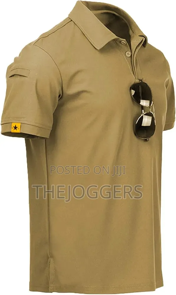 Men's Tactical,Breathable,Sweat-Wicking Golf Polo T-Shirt With Pocket